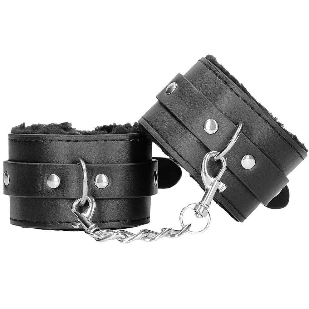BLACK PLUSH WRIST CUFFS