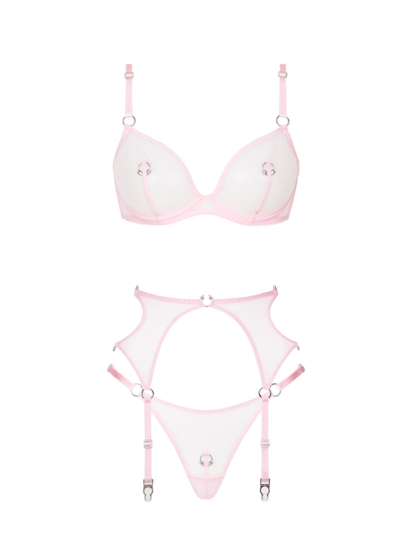 ROSÈ SILVER PIERCING BELTED SET