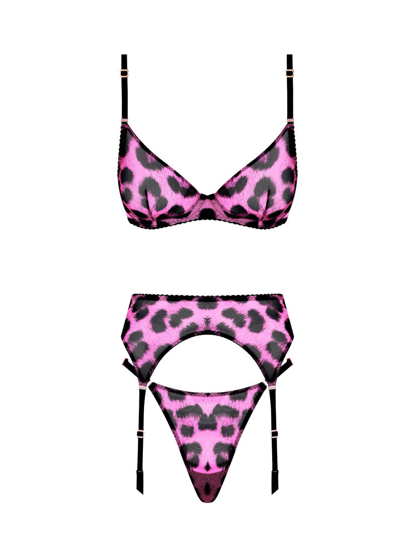 ROSE LEOPARD BELTED SET