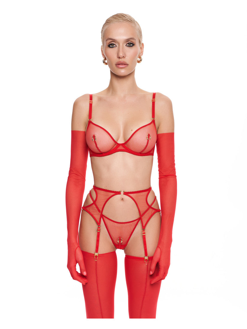 PIERCING ROUGE BELTED SET