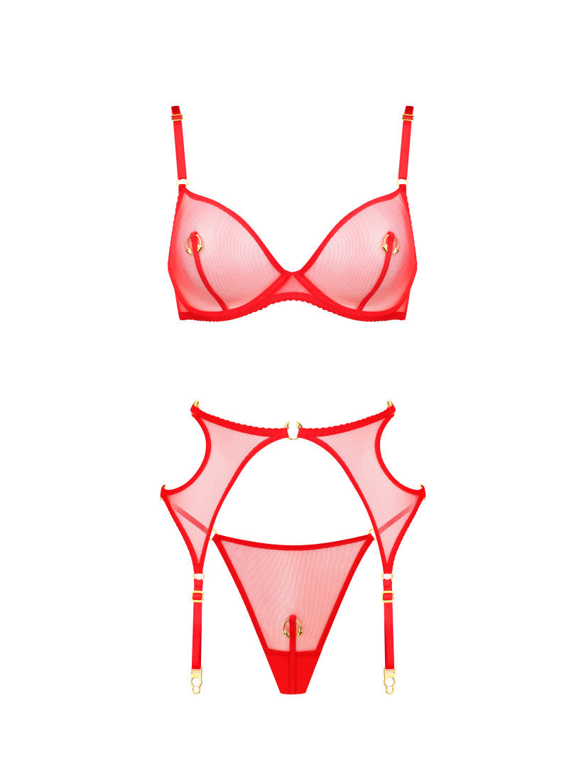 PIERCING ROUGE BELTED SET