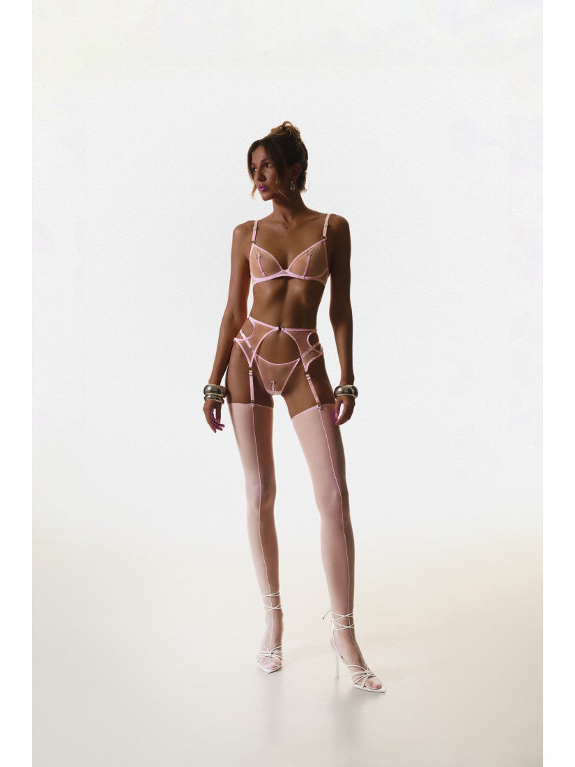 ROSÈ SILVER PIERCING BELTED SET